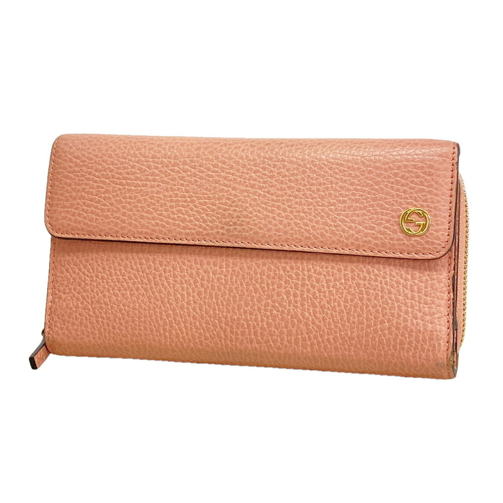 Gucci Long Wallet, Interlocking G, 449397, Leather, Pink Champagne, Women's